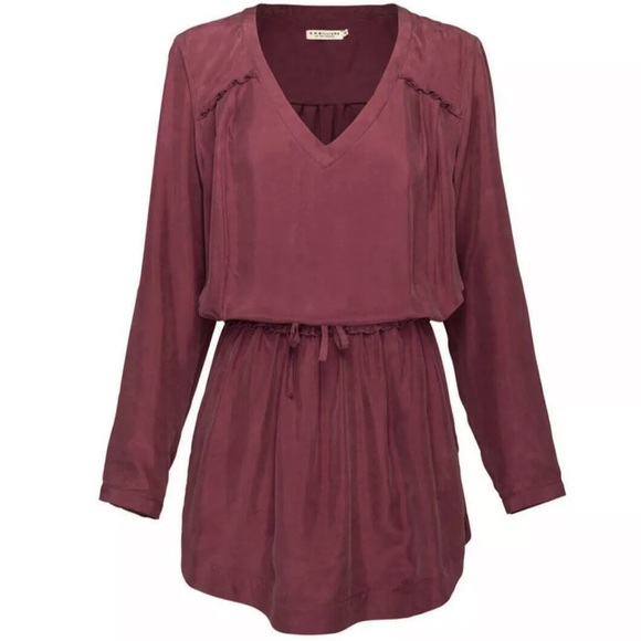 R.M. Williams Dresses & Skirts - R.M. Williams 100% silk mini dress elastic waist maroon ladies size 10